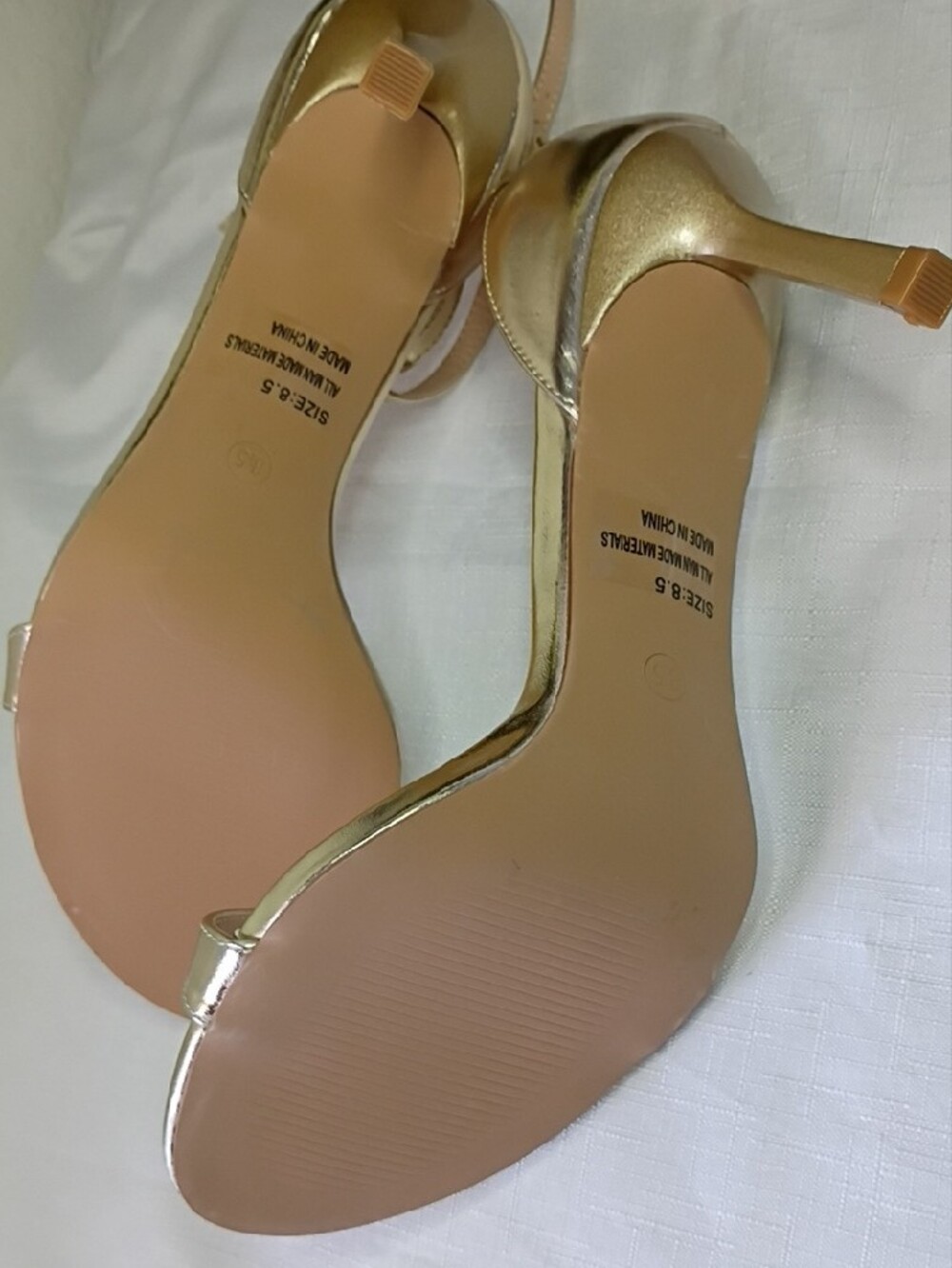 Lulus Gold Ankle-Strap High Heel Sandals Size 8.5 - Picture 9 of 11